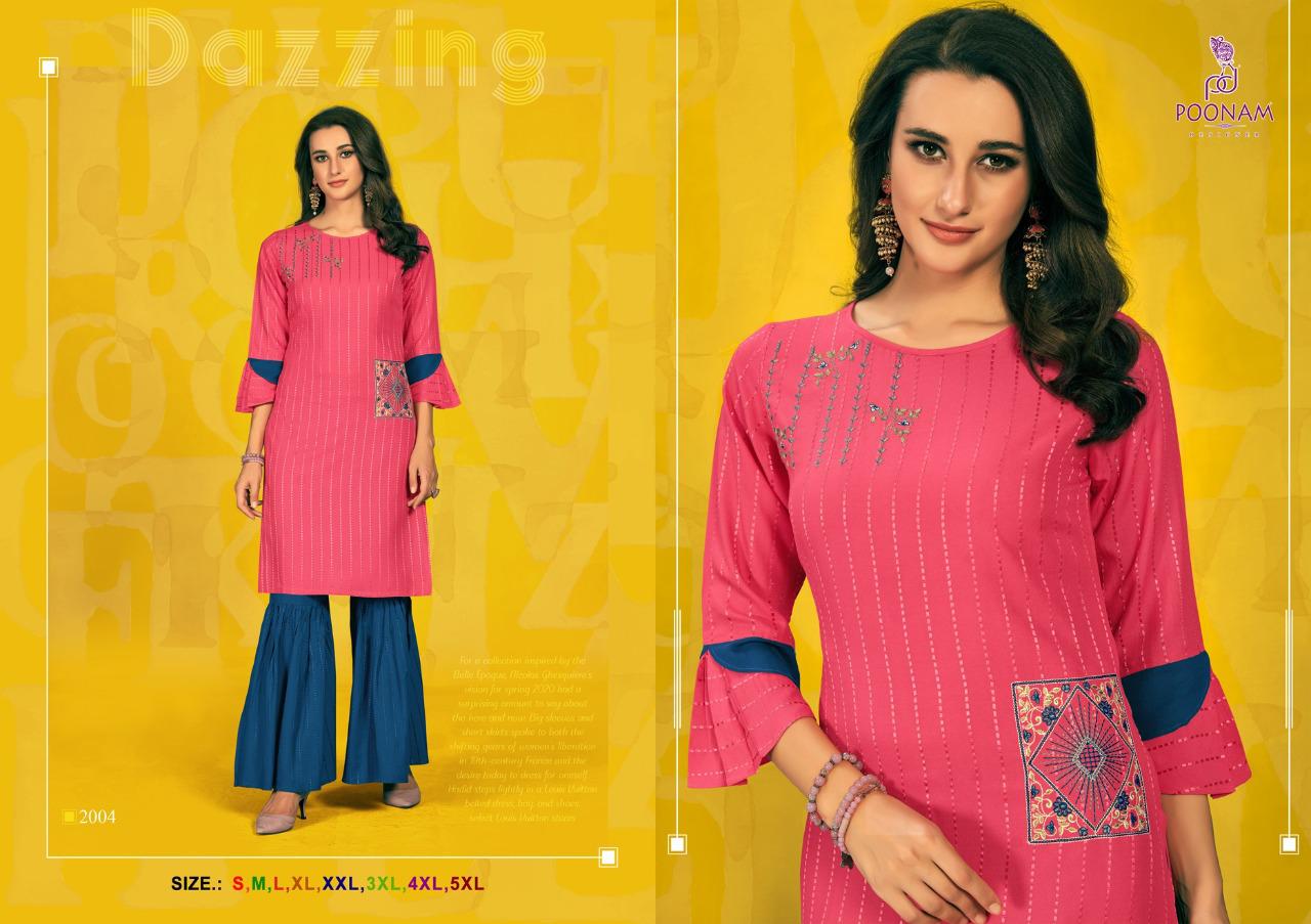 Poonam Designer Sharara House Designer Party Wear Embroidered Kurti With Sharara Collection and Wholesale Price